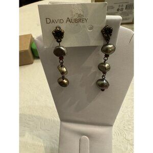 David Aubrey Earrings Pearl Brown Sugar Natur Freshwater 2” Bronze Posts
